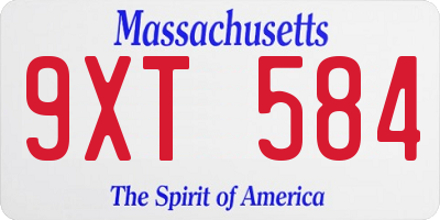 MA license plate 9XT584