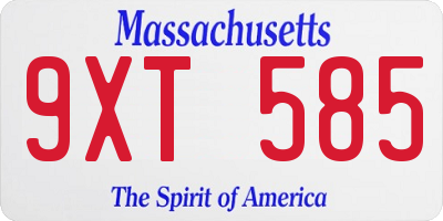 MA license plate 9XT585