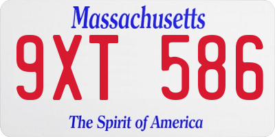 MA license plate 9XT586