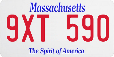MA license plate 9XT590