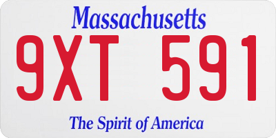 MA license plate 9XT591
