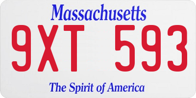 MA license plate 9XT593