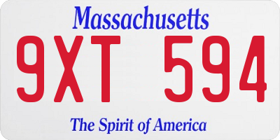 MA license plate 9XT594