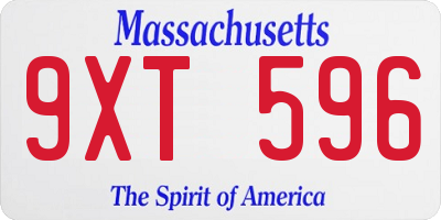 MA license plate 9XT596