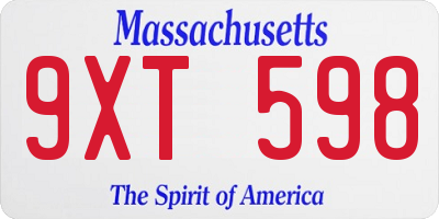 MA license plate 9XT598