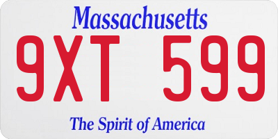 MA license plate 9XT599