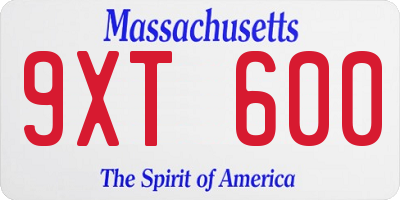 MA license plate 9XT600