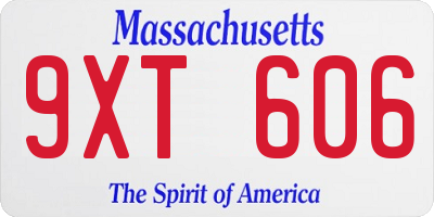 MA license plate 9XT606