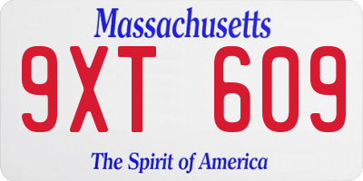 MA license plate 9XT609