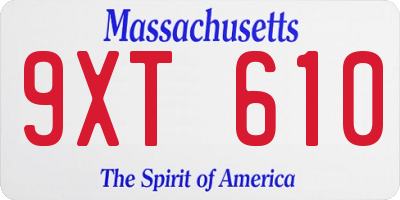 MA license plate 9XT610