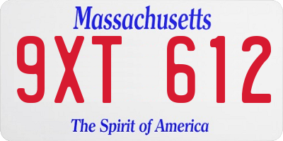 MA license plate 9XT612