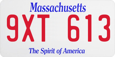 MA license plate 9XT613