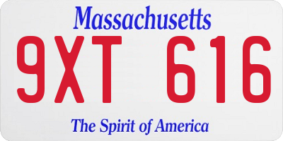 MA license plate 9XT616