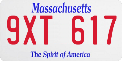 MA license plate 9XT617