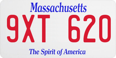 MA license plate 9XT620
