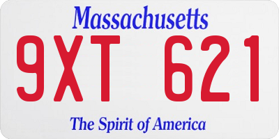 MA license plate 9XT621