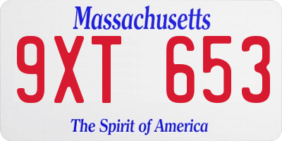 MA license plate 9XT653