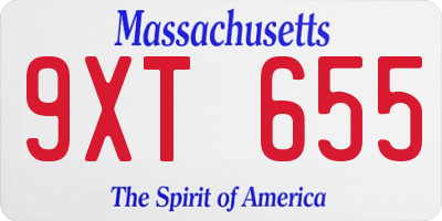 MA license plate 9XT655