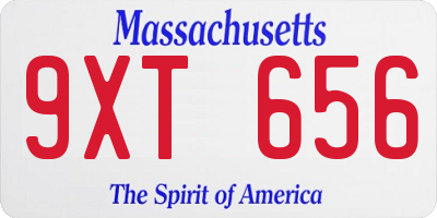 MA license plate 9XT656
