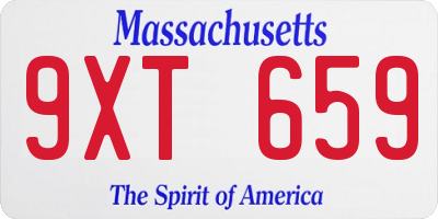 MA license plate 9XT659