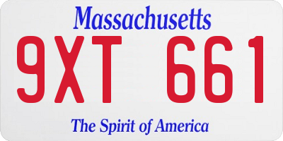 MA license plate 9XT661
