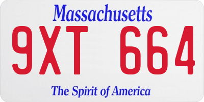 MA license plate 9XT664