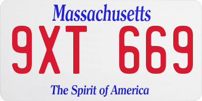 MA license plate 9XT669