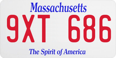 MA license plate 9XT686