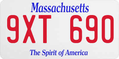 MA license plate 9XT690