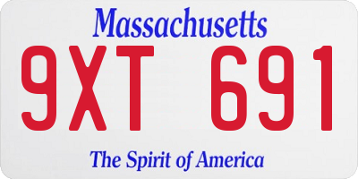 MA license plate 9XT691