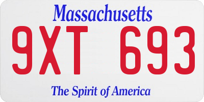 MA license plate 9XT693