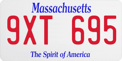 MA license plate 9XT695