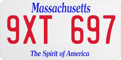 MA license plate 9XT697
