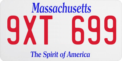 MA license plate 9XT699
