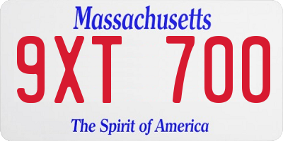 MA license plate 9XT700