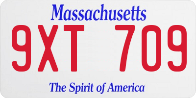 MA license plate 9XT709