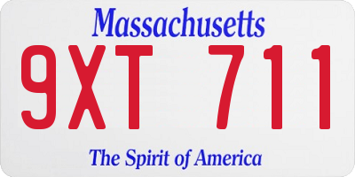 MA license plate 9XT711