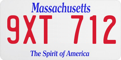 MA license plate 9XT712