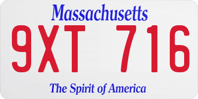 MA license plate 9XT716