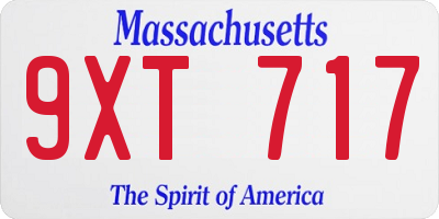 MA license plate 9XT717