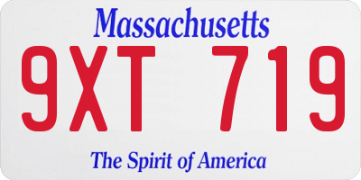 MA license plate 9XT719