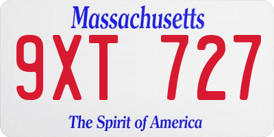 MA license plate 9XT727