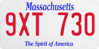 MA license plate 9XT730