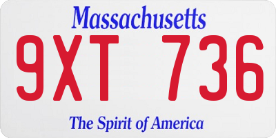 MA license plate 9XT736