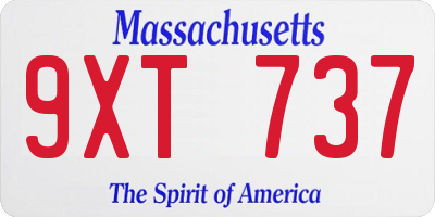 MA license plate 9XT737