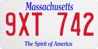 MA license plate 9XT742