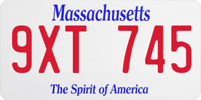 MA license plate 9XT745
