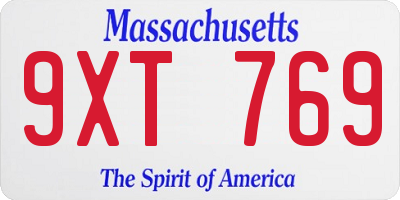 MA license plate 9XT769