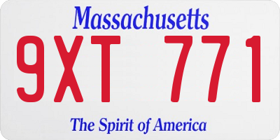 MA license plate 9XT771