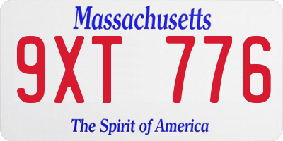 MA license plate 9XT776